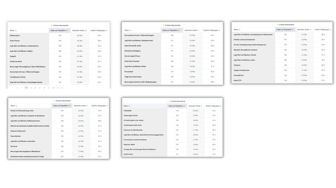 Die 50 relevantesten Merkmale der Zielgruppe