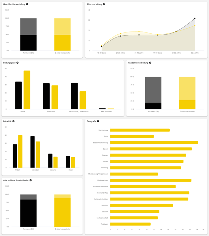 Demografie und Geografie der Zielgruppe E-Autos Interessierte